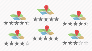 Map Pins on maps with star ratings below