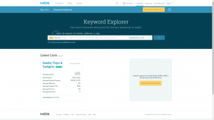 Moz Keyword Explorer homepage